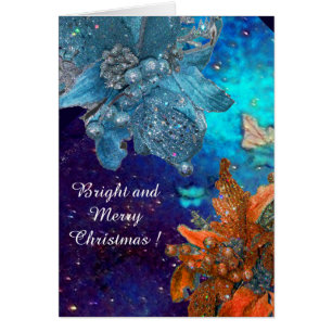 ROTE BLAUE POINSETTIEN, WEIHNACHTSSTERNE IN SILBER