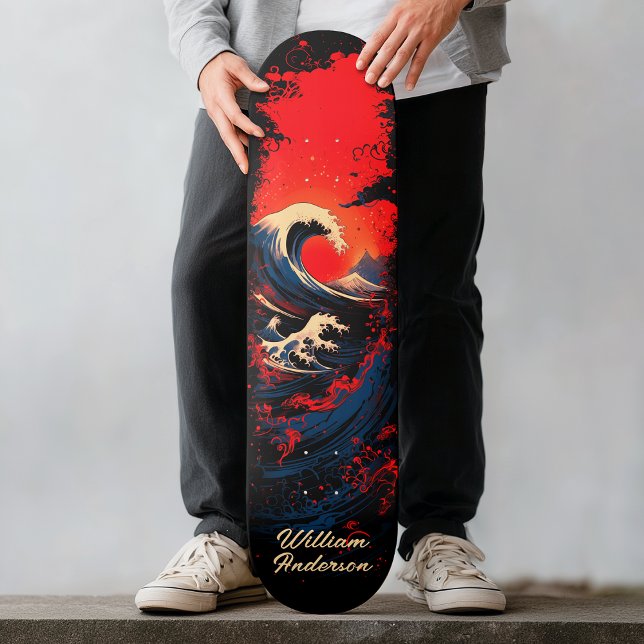 Rote Blaue Schwarze Meerwelle Skateboard (Red Blue Black Sea Wave Skateboard)