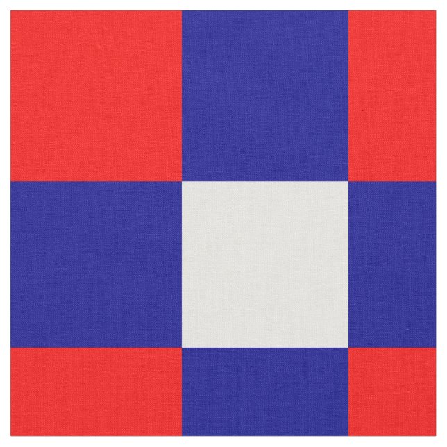 Rote, blaue und weiße Schachbrettmuster Stoff (Nahaufnahme)