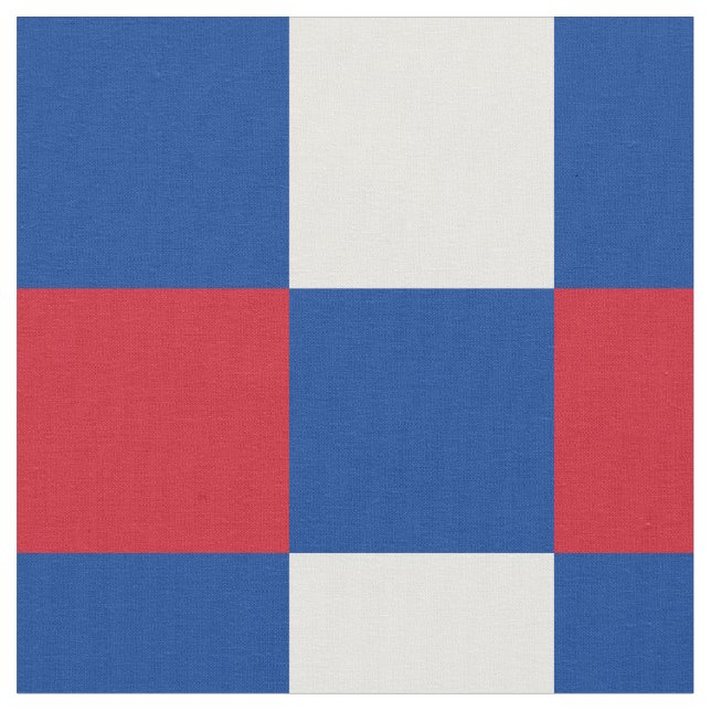 Rote, blaue und weiße Schachbrettmuster Stoff (Nahaufnahme)