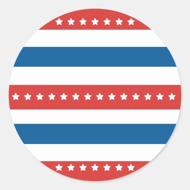 Rote, blaue und weiße Streifen mit weißen Sternen Runder Aufkleber (Vorderseite)