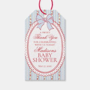 Rote & Blaue Vintage-Fancy-Floral-Babyshower-Gesch Geschenkanhänger