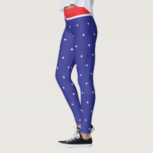 Rote Blaue Weiße Tupfen Leggings