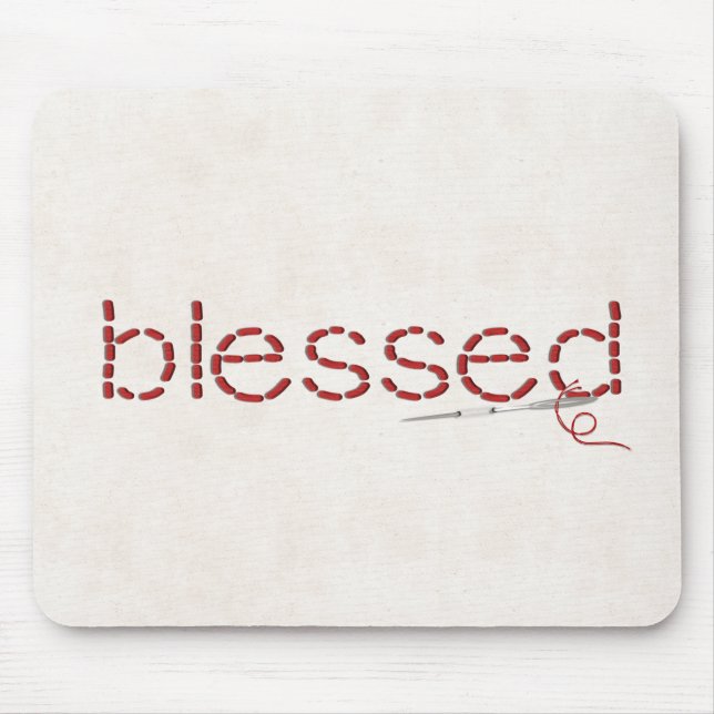 rote BLESSED-Textnachricht mit Nadel Mousepad (Vorne)