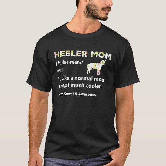 Rote Blue Heeler-Mutter Blumenprint Australischer  T-Shirt (Vorderseite)