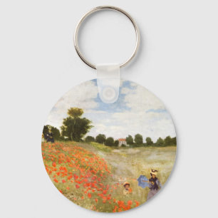 Rote blühende Mohnblumen - Claude Monet Schlüsselanhänger