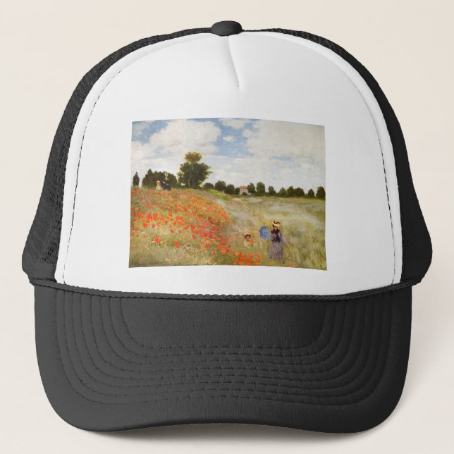 Rote blühende Mohnblumen - Claude Monet Truckerkappe (Vorderseite)