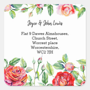 rote Blume Änderung des Adressetiketts Quadratischer Aufkleber