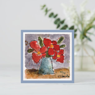 Rote Blume Aquarellkarte Karte