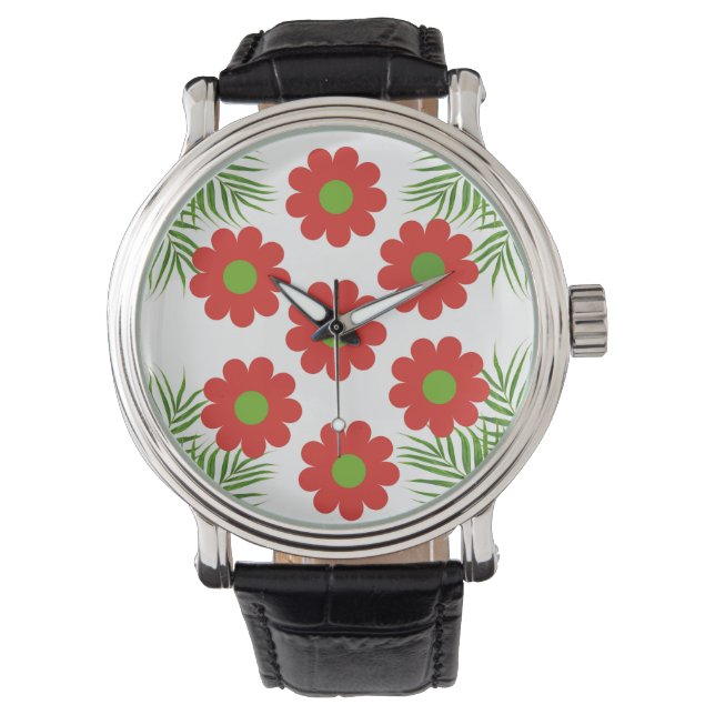 rote Blume Armbanduhr (Vorderseite)