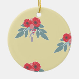 Rote Blume auf braun Keramik Ornament