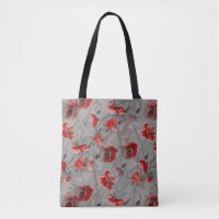 Rote Blume auf Dunkelgrau, Rote Pfeffer Blumendruc