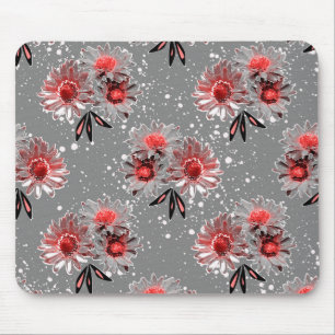 Rote Blume auf grau Mousepad