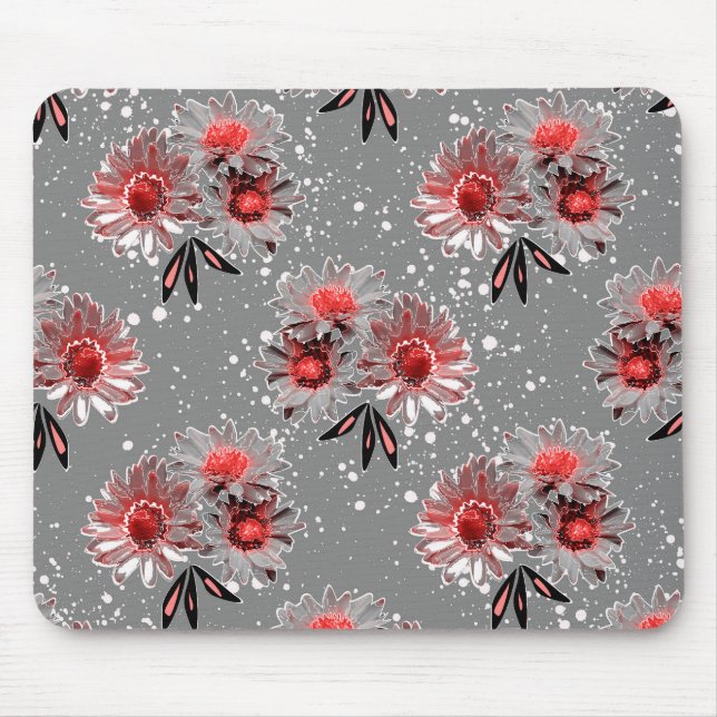 Rote Blume auf grau Mousepad (Vorne)