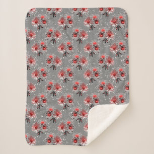 Rote Blume auf grau Sherpadecke