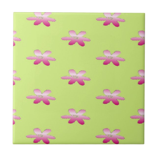 Rote Blume auf Grün Fliese (Vorderseite)