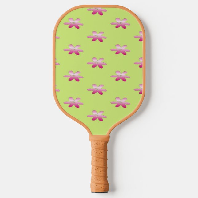 Rote Blume auf Grün Pickleball Schläger (Vorderseite)