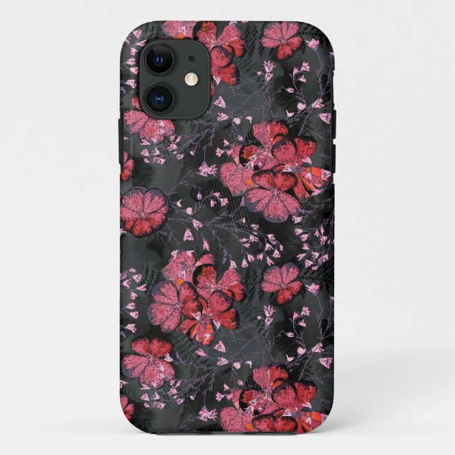 Rote Blume auf schwarz-grauem Hintergrund. Case-Mate iPhone Hülle (Rückseite)