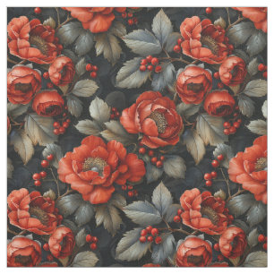 Rote Blume auf schwarz Stoff