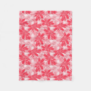 Rote Blume auf Weiß. Fleecedecke
