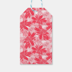Rote Blume auf Weiß. Geschenkanhänger
