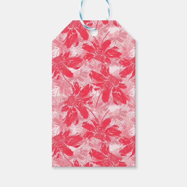 Rote Blume auf Weiß. Geschenkanhänger (Vorderseite)