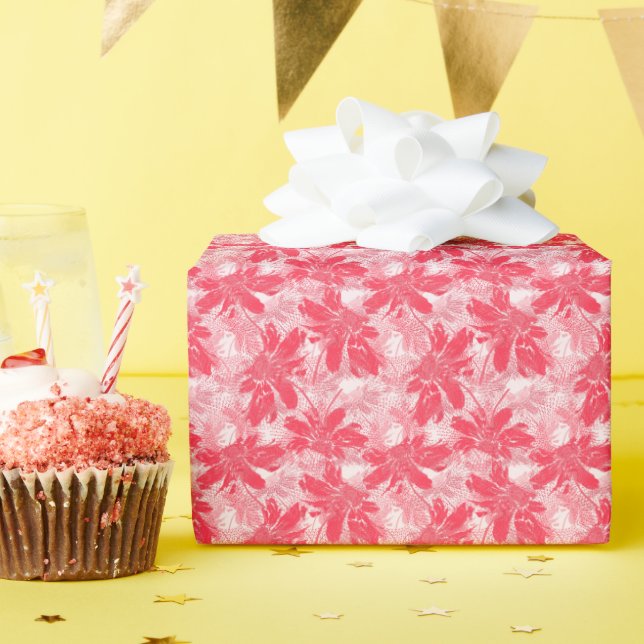 Rote Blume auf Weiß. Geschenkpapier (Geburtstagsparty)