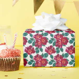 Rote Blume auf Weiß. Geschenkpapier