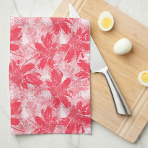 Rote Blume auf Weiß. Geschirrtuch