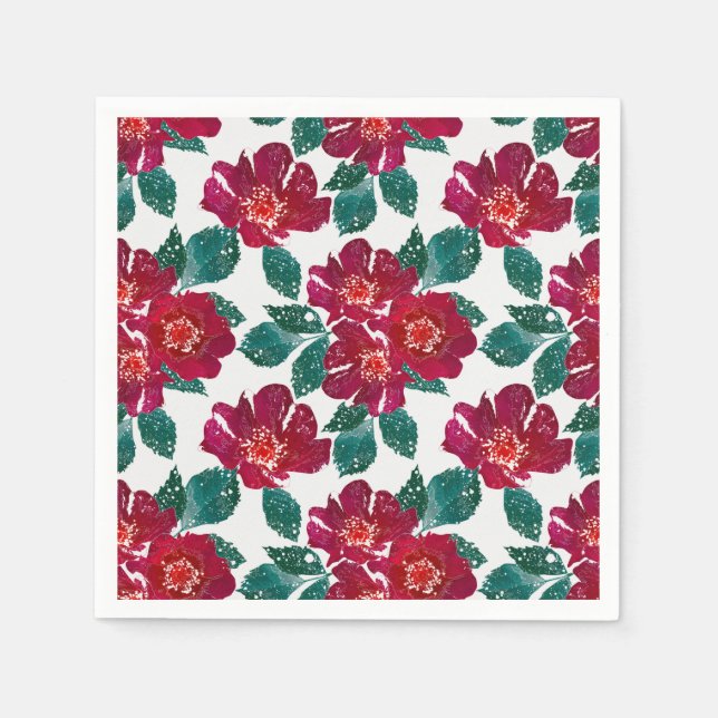 Rote Blume auf Weiß. Serviette (Vorderseite)