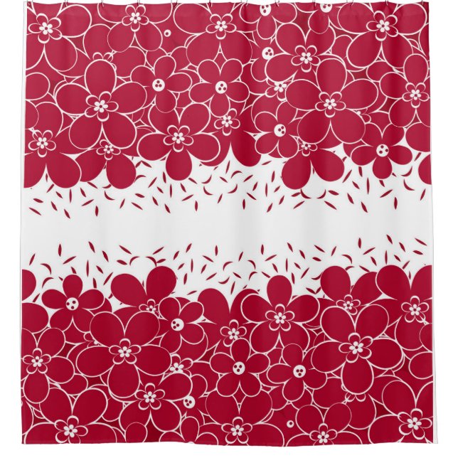 Rote Blume auf weißem Hintergrund Duschvorhang (Vorderseite)