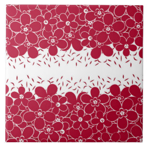 Rote Blume auf weißem Hintergrund Fliese