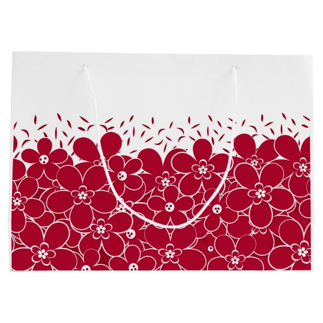 Rote Blume auf weißem Hintergrund Große Geschenktüte (Rückseite)
