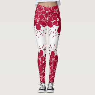 Rote Blume auf weißem Hintergrund Leggings