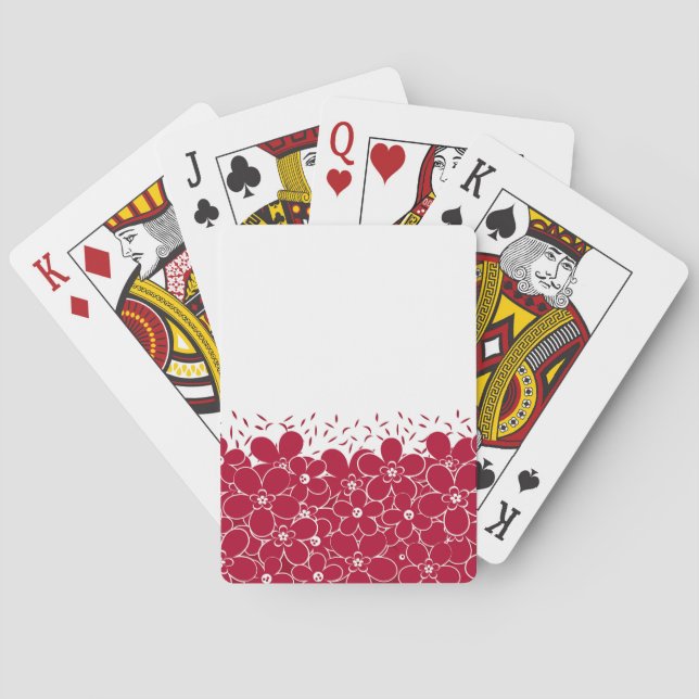 Rote Blume auf weißem Hintergrund Spielkarten (Rückseite)