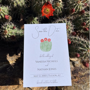 Rote Blume Barrel Cactus Save the Date Card