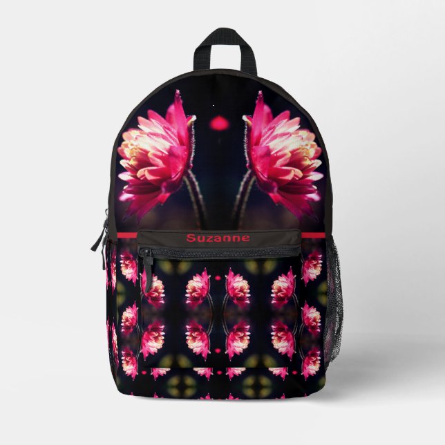 Rote Blume bei Sonnenlicht Abstrakt Personalisiert Bedruckter Rucksack (Vorderseite)
