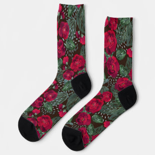 Rote Blume, Blumenmuster im Wasser. Socken