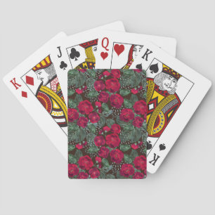 Rote Blume, Blumenmuster im Wasser. Spielkarten