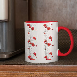 Rote Blume Blumenmuster Kaffeemaschine Tasse