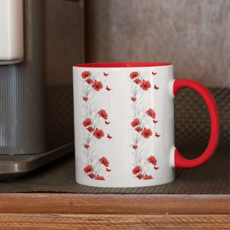 Rote Blume Blumenmuster Kaffeemaschine Tasse