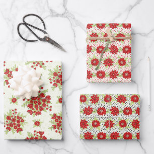 Rote Blume Blumensommer Geschenkpapier Set