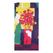 Rote Blume Bouquet-Malerei - Rote Vase - Moderne