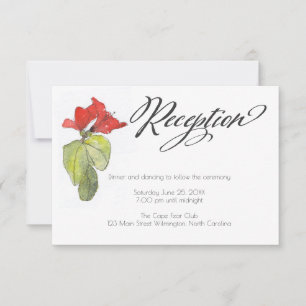 Rote Blume Calligrafie Script Hochzeitsempfang Einladung