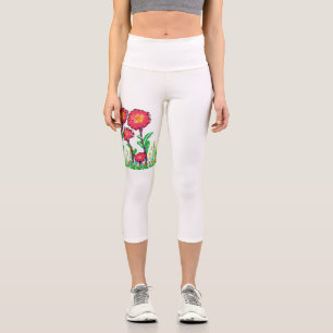Rote Blume Capri Leggings