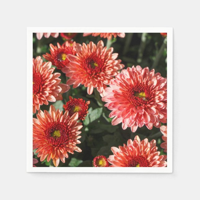 Rote Blume Chrysanthemum Serviette (Vorderseite)
