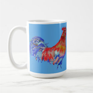 Rote Blume Cockerel Hähnchen Tasse