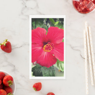 Rote Blume des Hibiskus Rosa-sinensis Serviette