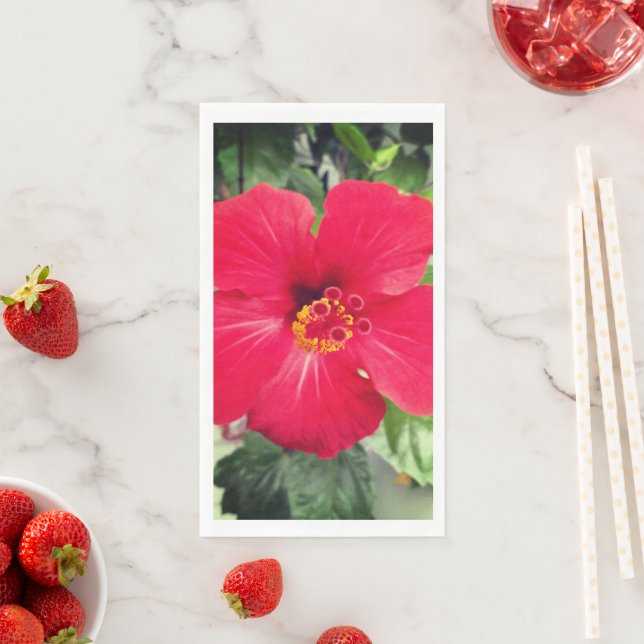 Rote Blume des Hibiskus Rosa-sinensis Serviette (Beispiel)