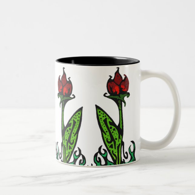 Rote Blume, die Tasse wiederholt (Rechts)